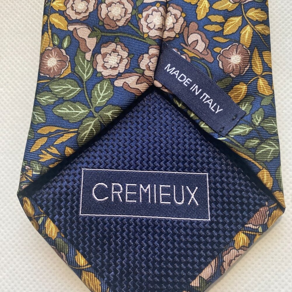 NEW Mens Italy Made Cremieux Neck Tie Silk Blue Yellow Floral MSRP $60 -A61 - Picture 5 of 7